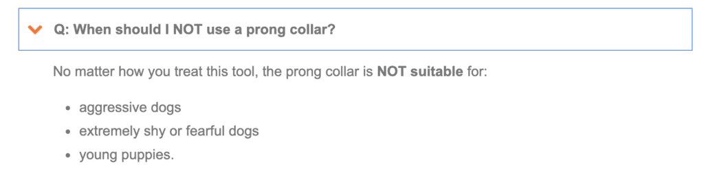 herm sprengers words on when a Prong Collar should *not* be used