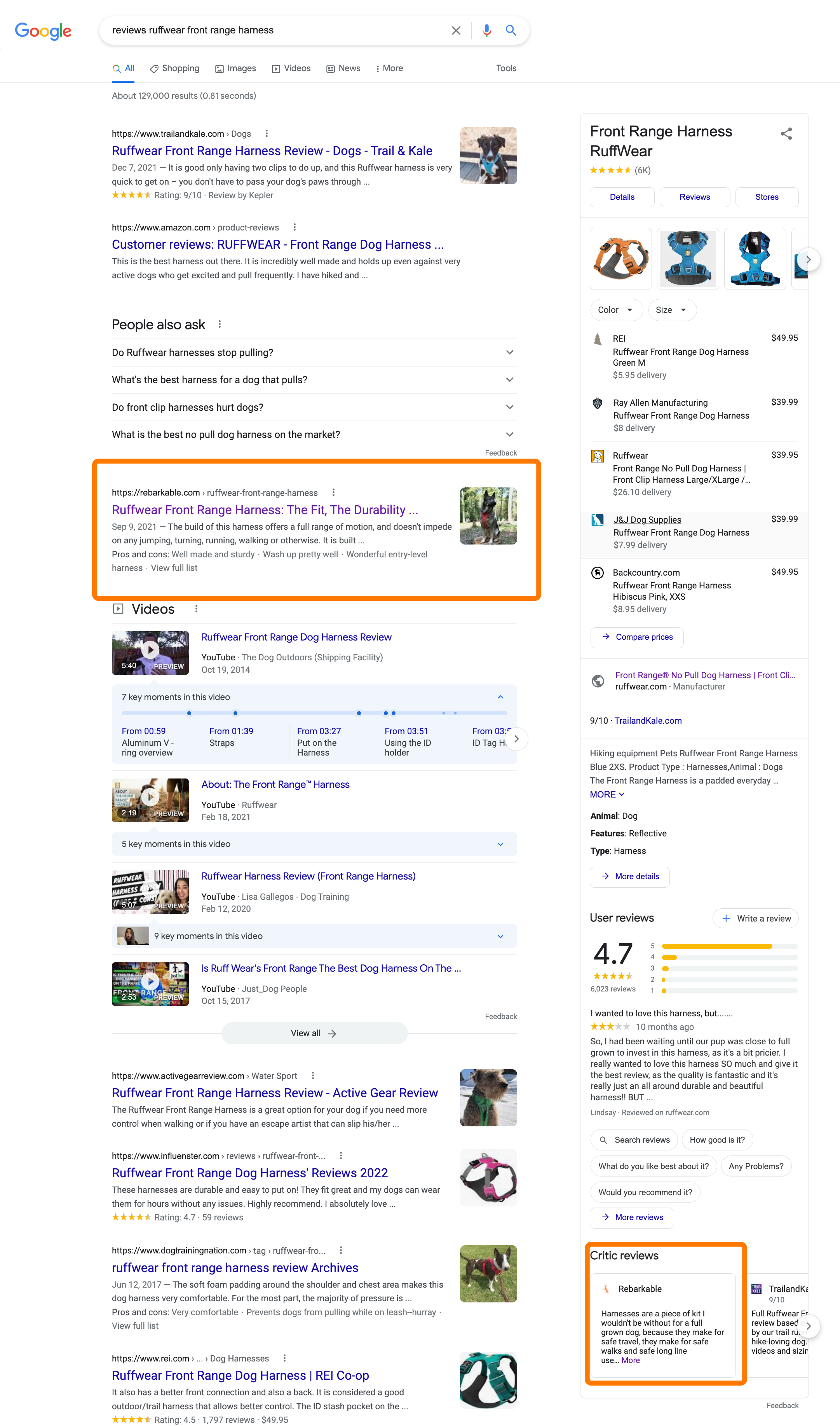sponsored blog post google seo rankings evidence for ruffwear front range