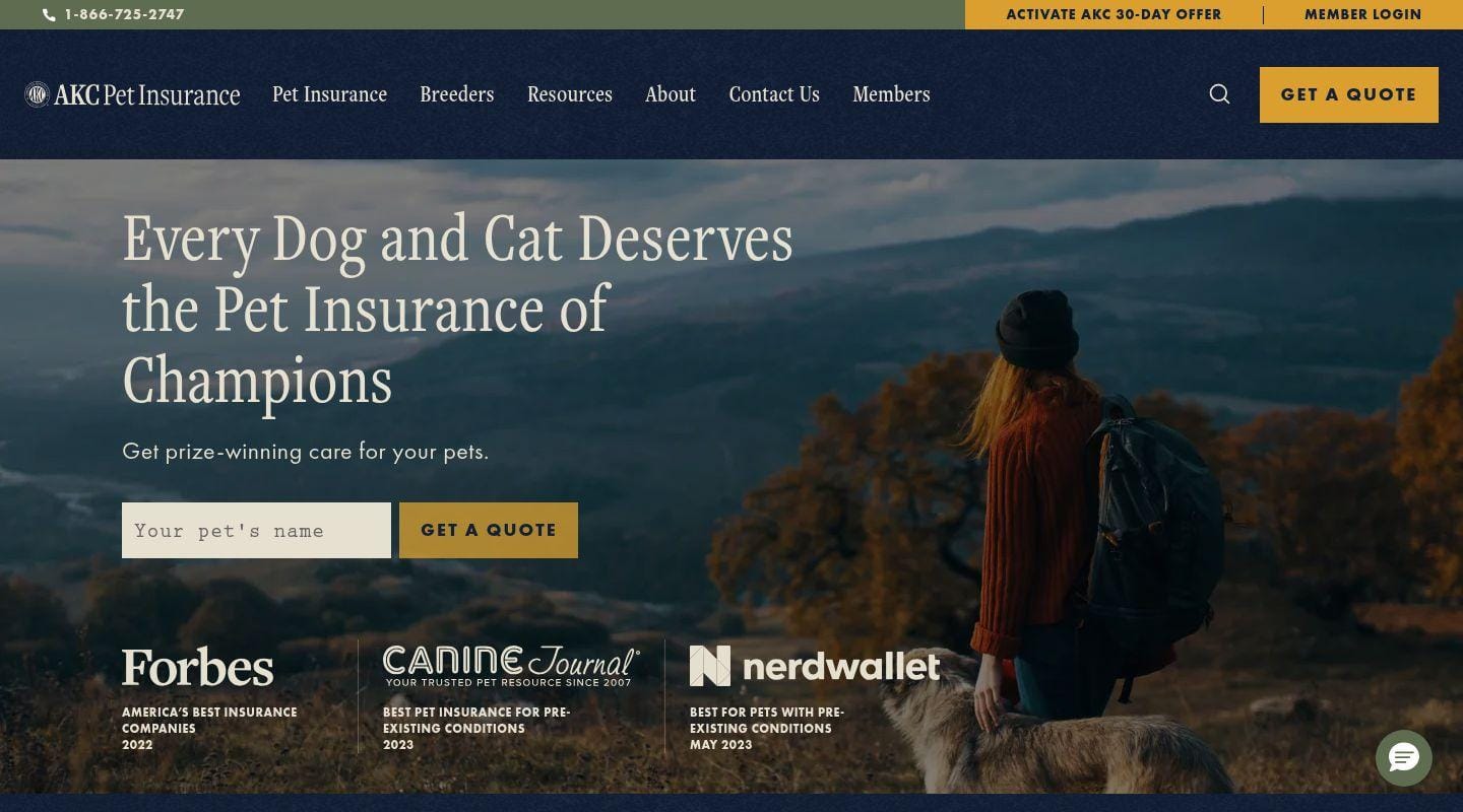 AKC Pet Insurance website