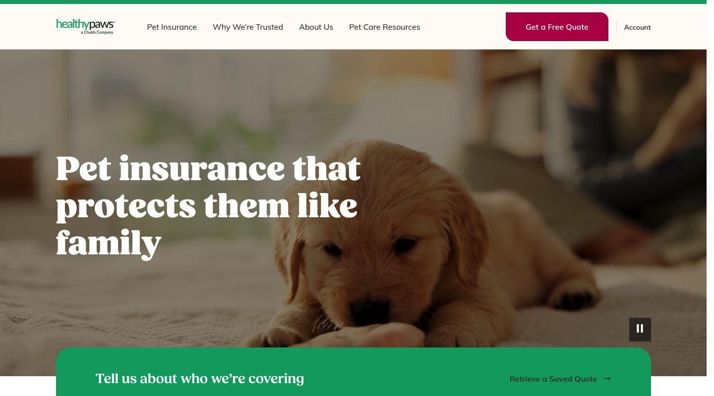 Healthy Paws pet insurance website