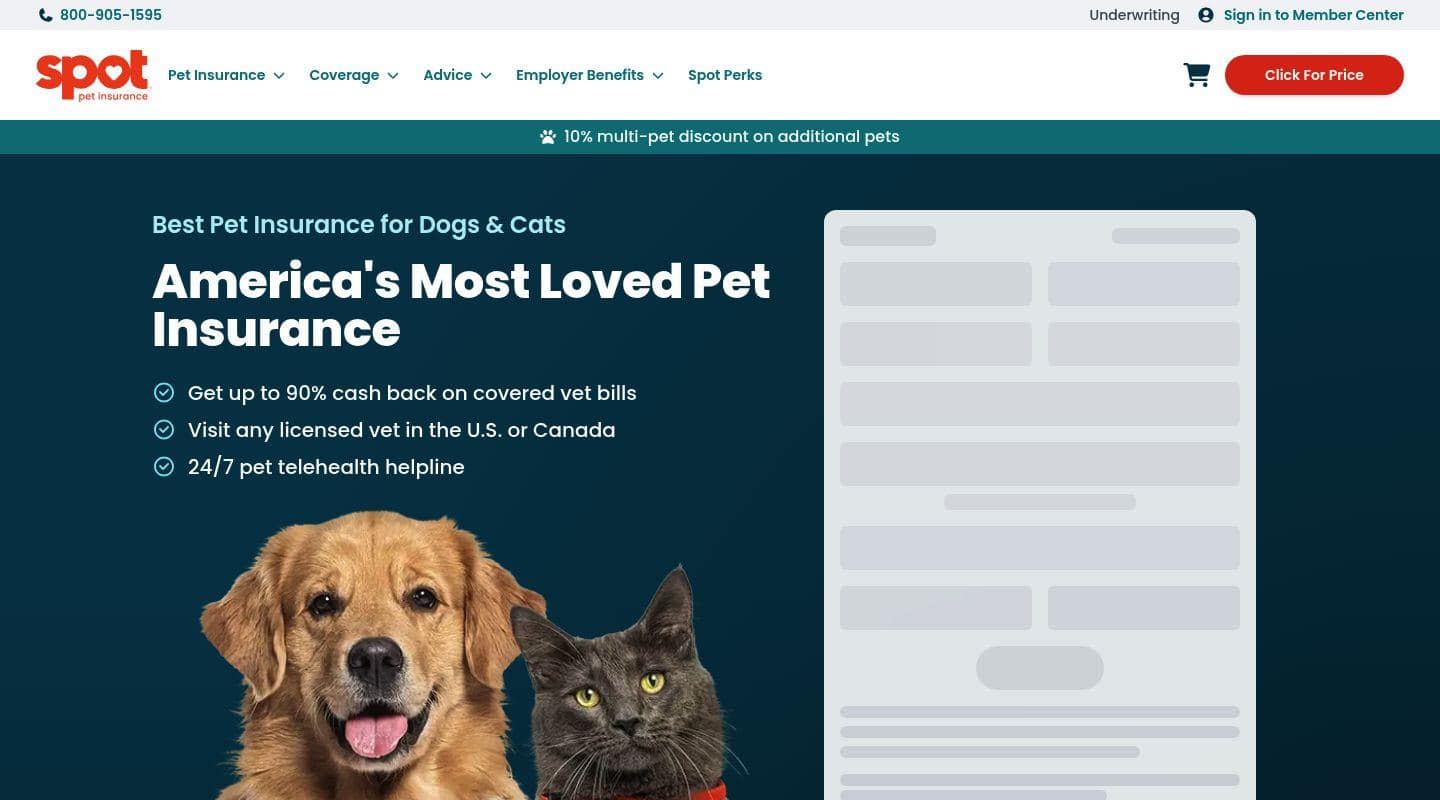 Spot pet insurance website