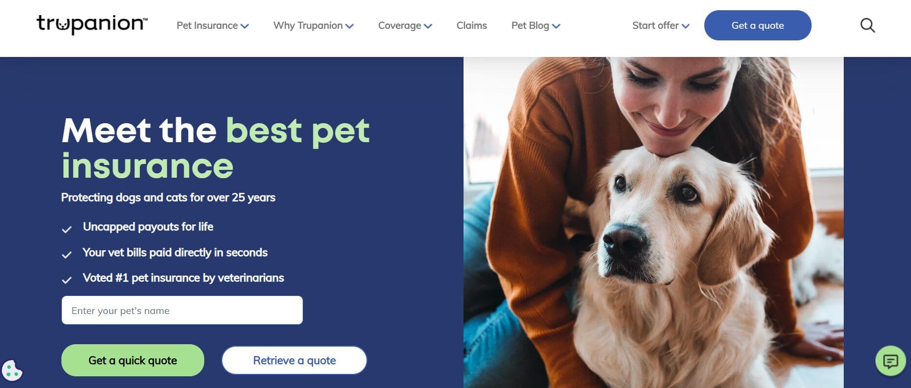 Trupanion pet insurance website